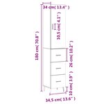 vidaXL Buffet haut Sonoma gris 34 5x34x180 cm Bois d'ingénierie