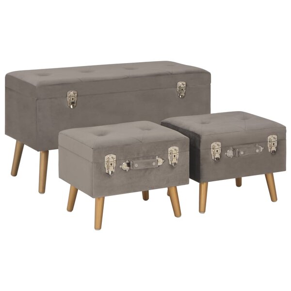 Tabourets de rangement 3 pièces 85 x 38 x 47 cm velours gris 02_0010720