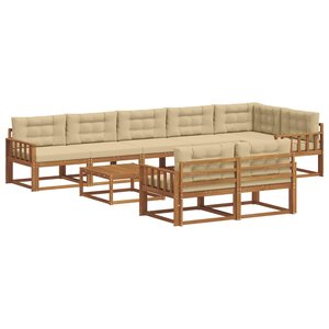 vidaXL Ensemble de canapés d'extérieur 9 Pièces Naturel et Beige