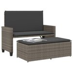 vidaXL Banc de jardin avec coussins et repose-pied gris résine tressée