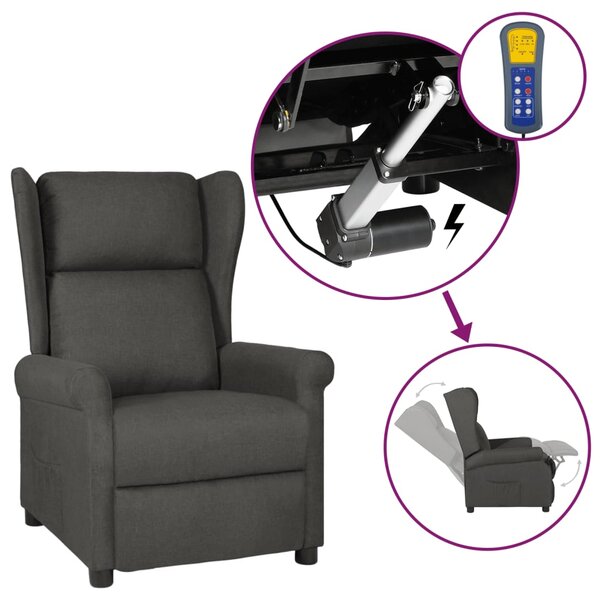 vidaXL Fauteuil inclinable électrique à oreilles gris foncé tissu
