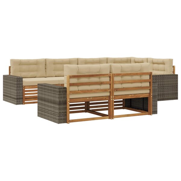 vidaXL Ensemble de canapés d'extérieur 7 Pièces Naturel et Beige