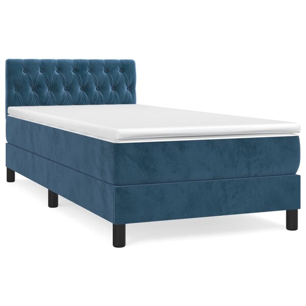 vidaXL Sommier à lattes de lit avec matelas Bleu foncé 90x200 cm