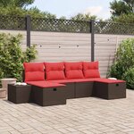 vidaXL Ensemble de canapé de jardin 6 Pièces Marron Poly rotin