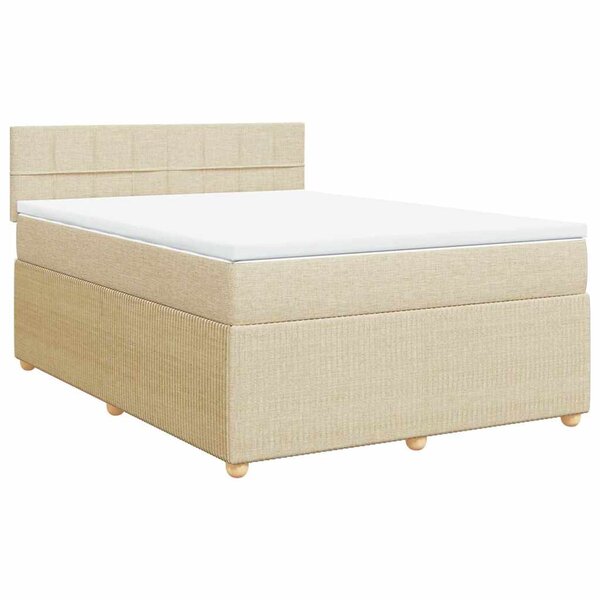 vidaXL Sommier à lattes de lit avec matelas Crème 140x190 cm Tissu