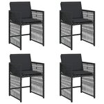 vidaXL Chaises de jardin lot de 4 avec coussins noir résine tressée