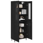 vidaXL Haut Armoire 2 Pièces Chêne noir Bois Aggloméré et Verre