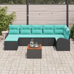 vidaXL Ensemble de canapé de jardin 8 Pièces Noir et turquoise