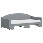 vidaXL Lit de jour avec gigogne et matelas gris clair 90x190 cm tissu
