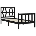 vidaXL Cadre de lit sans matelas noir bois de pin massif