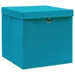 vidaXL Boîtes de rangement avec couvercles 4 Pièces 28x28x28cm Bleu azuré