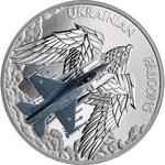 UKRAINIAN FALCONS 1 Oz Silver Coin 5 Cedis Ghana 2024