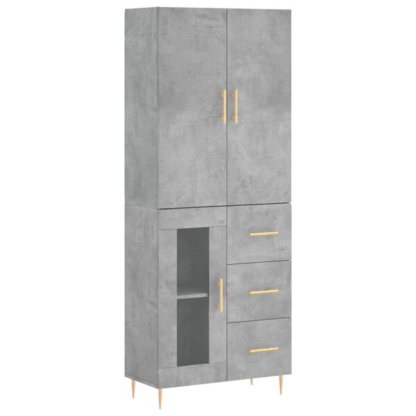 vidaXL Buffet haut Gris béton 69 5x34x180 cm Bois d'ingénierie