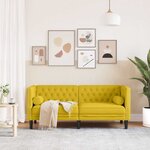 vidaXL Canapé Chesterfield avec traversins 2 places jaune velours
