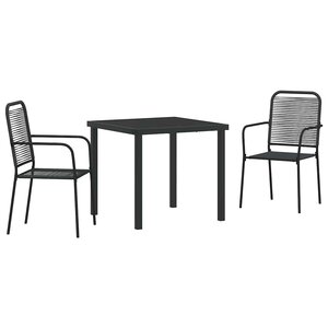 vidaXL Ensemble de salle à manger pour jardin 3 Pièces Noir