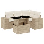 vidaXL Salon de jardin avec coussins 5 Pièces beige résine tressée