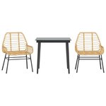 vidaXL Ensemble à manger de jardin 3Pièces marron résine tressée verre