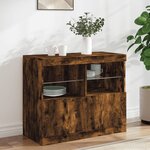 vidaXL Buffet avec lumières LED chêne fumé 81x37x67 cm