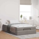 vidaXL Cadre de lit avec matelas Taupe 120 x 190 cm tissu