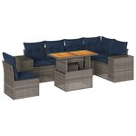 vidaXL Salon de jardin avec coussins 7 Pièces gris résine tressée