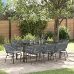 vidaXL Ensemble de salle à manger pour jardin 9 Pièces Gris Poly rotin