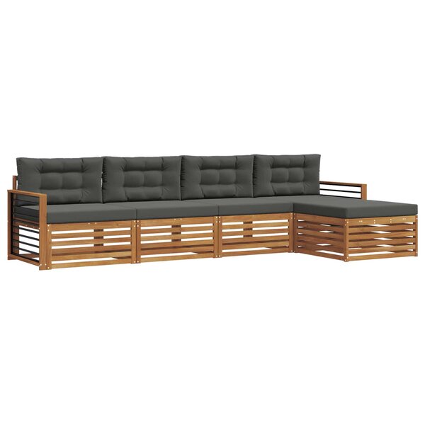 vidaXL Ensemble de canapés d'extérieur 5 pc Naturel et Anthracite