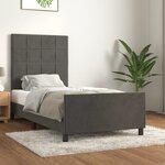 vidaXL Cadre de lit avec tête de lit Gris foncé 90x200 cm Velours