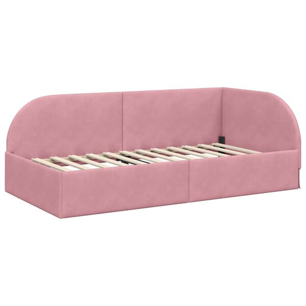 vidaXL Cadre de lit d'angle avec tête de lit Rose 90 x 200 cm Velours