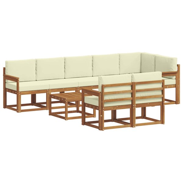 vidaXL Ensemble de canapés d'extérieur 9 Pièces Naturel et Crème