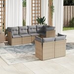 vidaXL Salon de jardin avec coussins 7 Pièces beige résine tressée