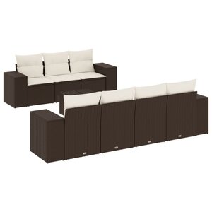 vidaXL Salon de jardin 8 Pièces avec coussins marron résine tressée