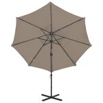 vidaXL Parasol de jardin en porte-à-faux et mât et lumières LED taupe