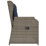 vidaXL Banc inclinable de jardin avec coussins gris résine tressée