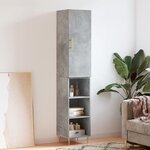 vidaXL Buffet haut Gris béton 34 5x34x180 cm Bois d'ingénierie