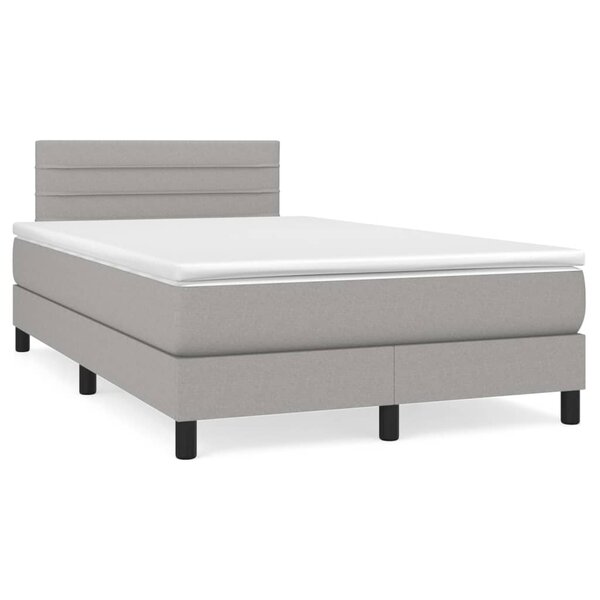 vidaXL Sommier à lattes de lit avec matelas Gris clair 120x200cm Tissu