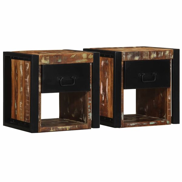 vidaXL Tables de chevet 2 Pièces multicolore 40x35x40cm bois récupération