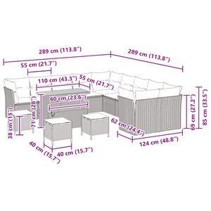 vidaXL Ensemble de canapé de jardin 14 Pièces Noir polyrotin