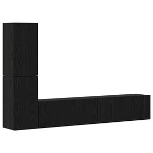 vidaXL Meuble TV mural 2 Pièces Chêne noir Bois d'ingénierie