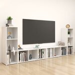 vidaXL Meubles TV 4 Pièces Blanc 107x35x37 cm Aggloméré