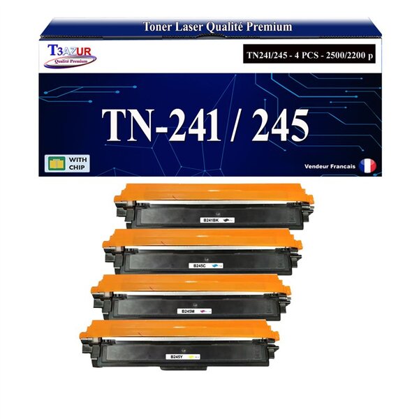 T3AZUR - 4x Toners compatibles avec Brother TN241/ TN245 pour Brother DCP-9017CDW  DCP9017CDW