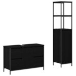 Set de meubles pour la salle de bain 2 pièces en bois d'ingénierie chêne noir