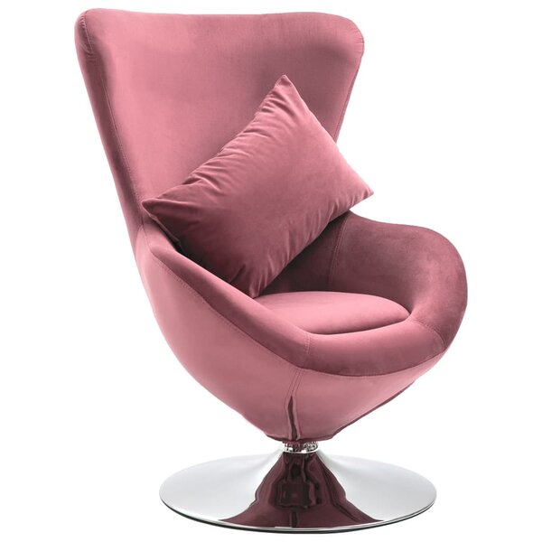 vidaXL Fauteuil pivotant en forme d'œuf avec coussin Rose Velours