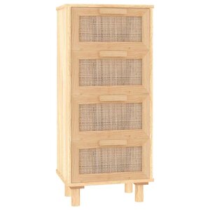 vidaXL Buffet Marron 40x30x90 cm Bois de pin massif et rotin naturel