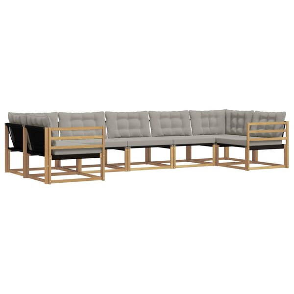 vidaXL Ensemble de canapés d'extérieur 7 Pièces Blanc et gris clair