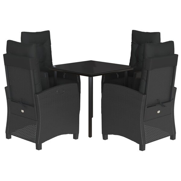 vidaXL Ensemble à manger de jardin coussins 5Pièces Noir Résine tressée