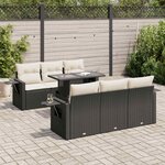 vidaXL Salon de jardin 7 Pièces avec coussins noir résine tressée