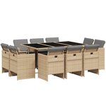 vidaXL Ensemble à manger de jardin et coussins 11 Pièces mélange beige