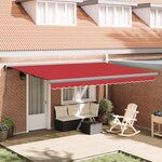 vidaXL Auvent Rétractable Rouge 4 × 3 m Toile et Aluminium