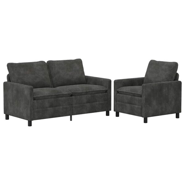 vidaXL Ensemble de Canapés 2 pc Anthracite Polyester