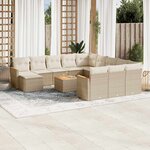 vidaXL Salon de jardin avec coussins 13 Pièces beige résine tressée